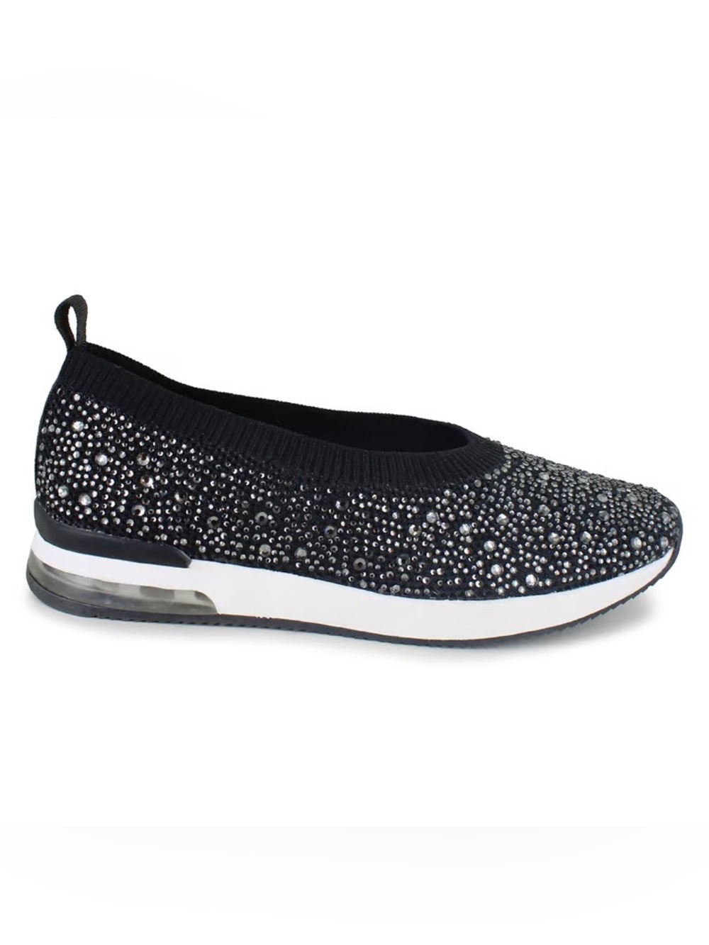 Kenneth Cole Reaction | Women's Black Evaline Slip-On Rhinestone Knit Shoes 8.5